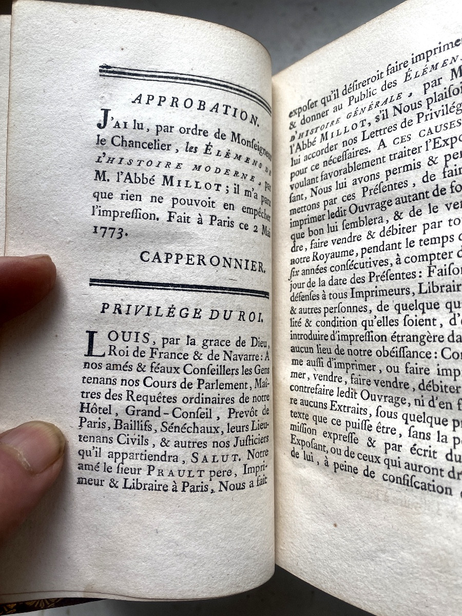 9volumes In12 "Eléments d'Histoire Générale" , par M. l'Abbé Millot 1772 reliures baroques veau-photo-6
