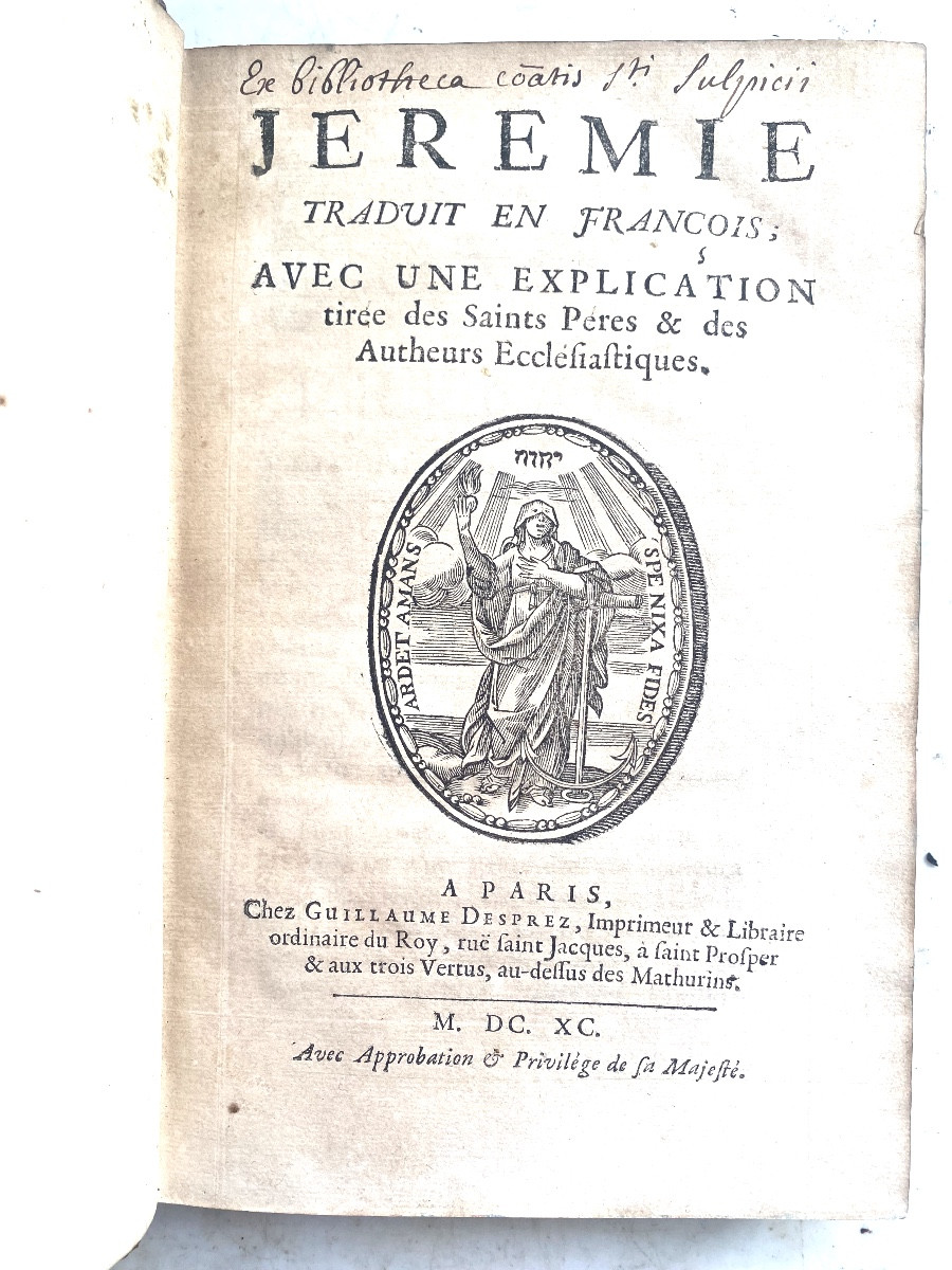 Jérémie , trad. en Français , avec une expl. des Saints Pères :aux Armes de Denis II Sr de Brou-photo-3
