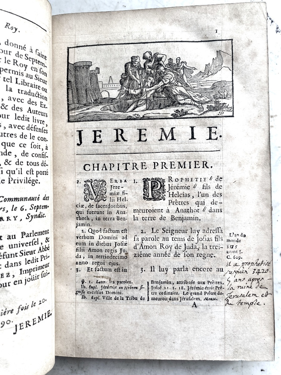 Jérémie , trad. en Français , avec une expl. des Saints Pères :aux Armes de Denis II Sr de Brou-photo-4