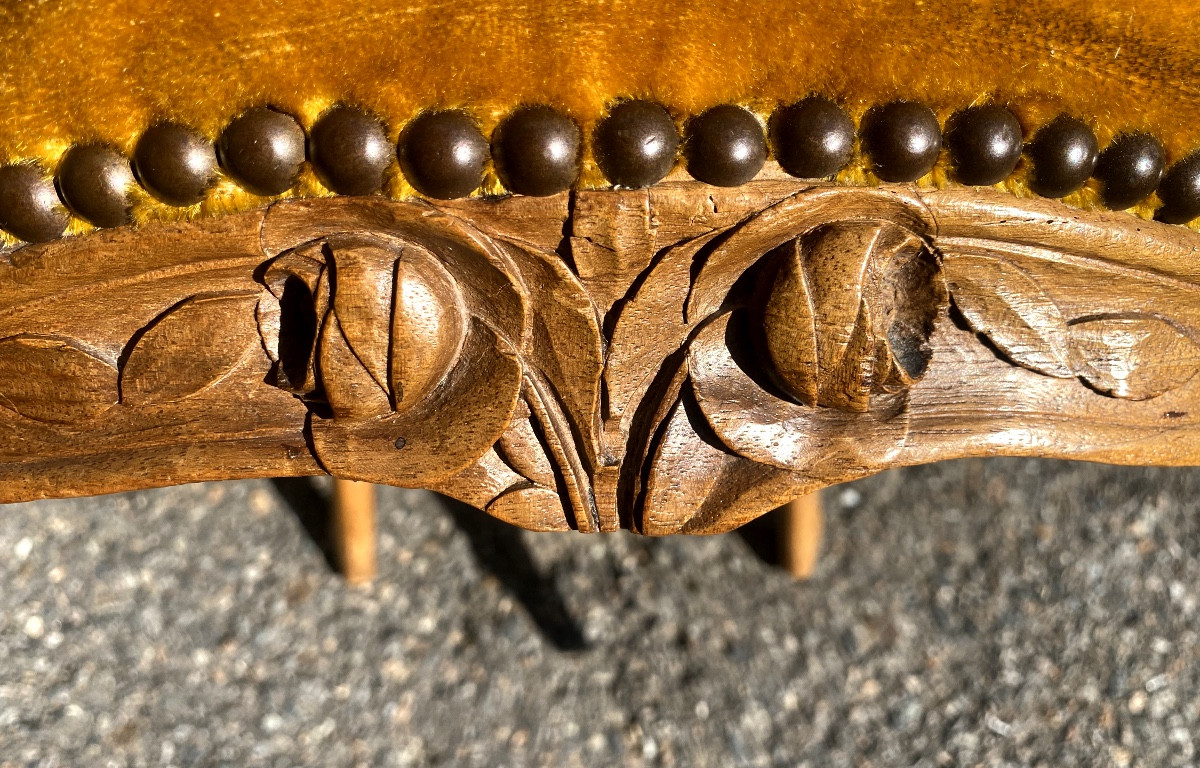 Pair Of 18th Century Louis XV Style Stained Morgani Lounge Cabriolets, Well Carved-photo-1