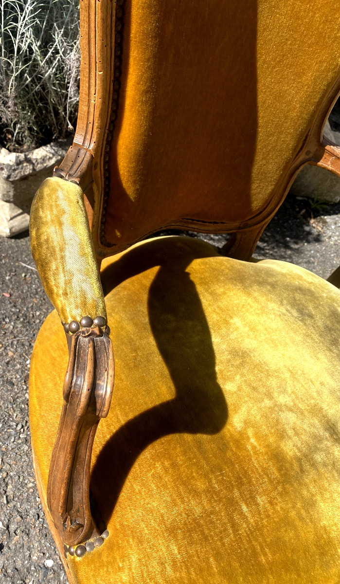 Pair Of 18th Century Louis XV Style Stained Morgani Lounge Cabriolets, Well Carved-photo-5