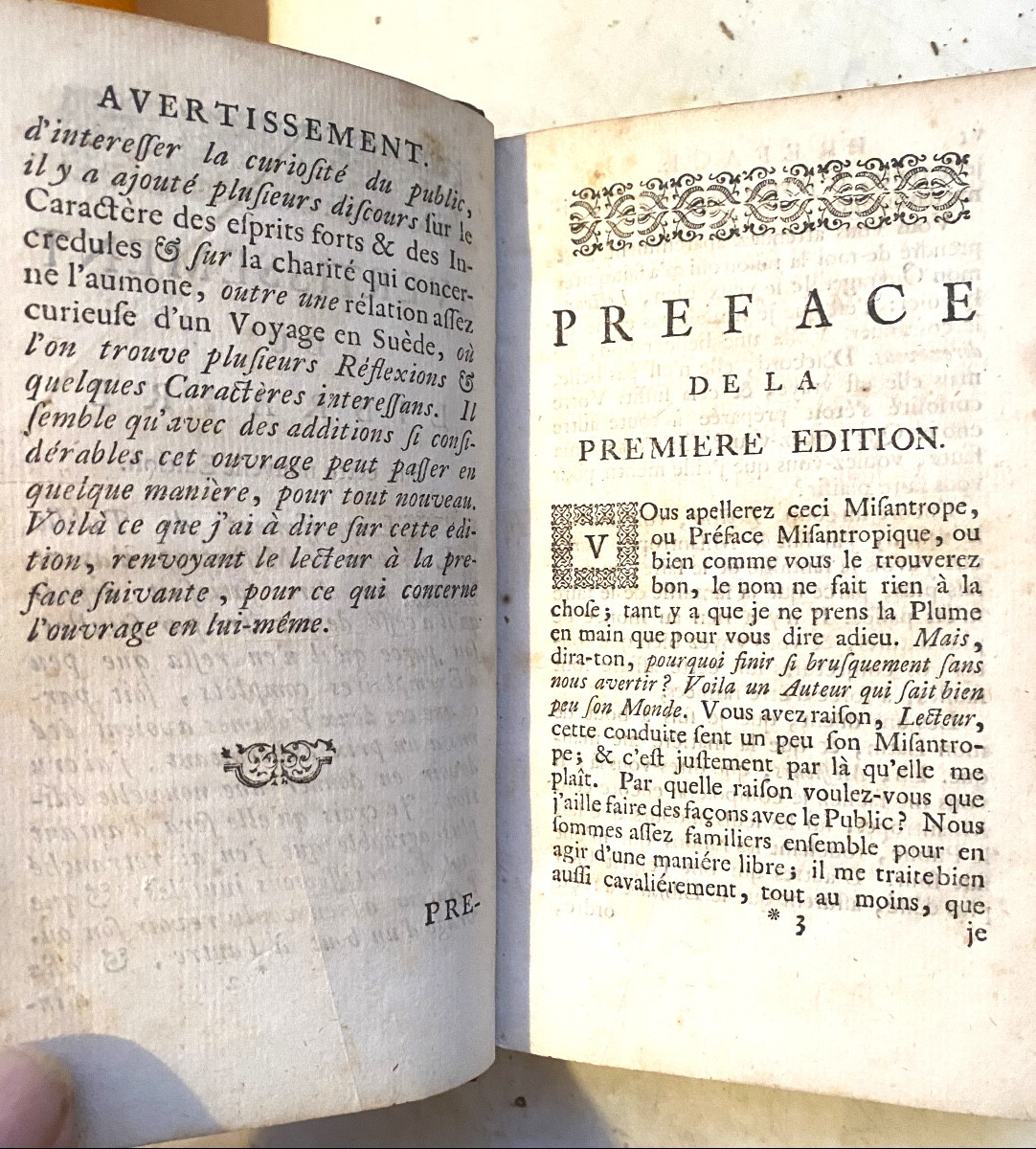 "Le Misantrope". Par Mr. V. E.**** Nelle Ed  deux forts vol. In 12. A la Haye 1726 Jean Neaulme-photo-2
