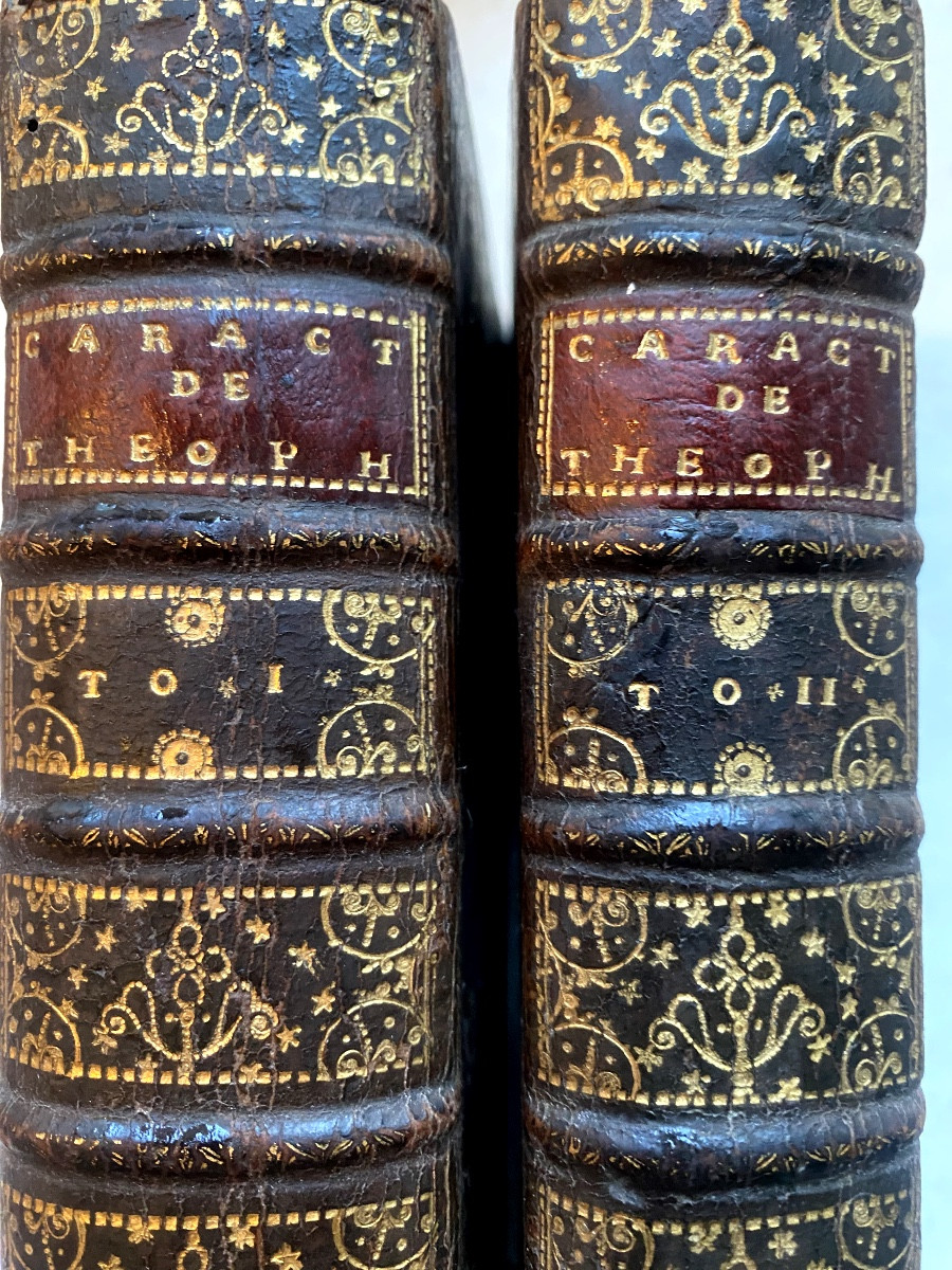 Ouvrage d'Erudit : "Les Caractères de Théophraste" de "La Bruyère" . 2 forts Vol. In 12 . 1694.-photo-4
