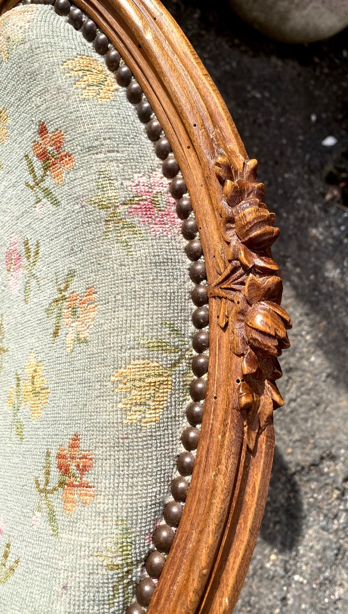  Beautiful Pair Of Louis XV Lounge Cabriolets Upholstered In Small Dots Style In Light Beech, 19th Century-photo-1