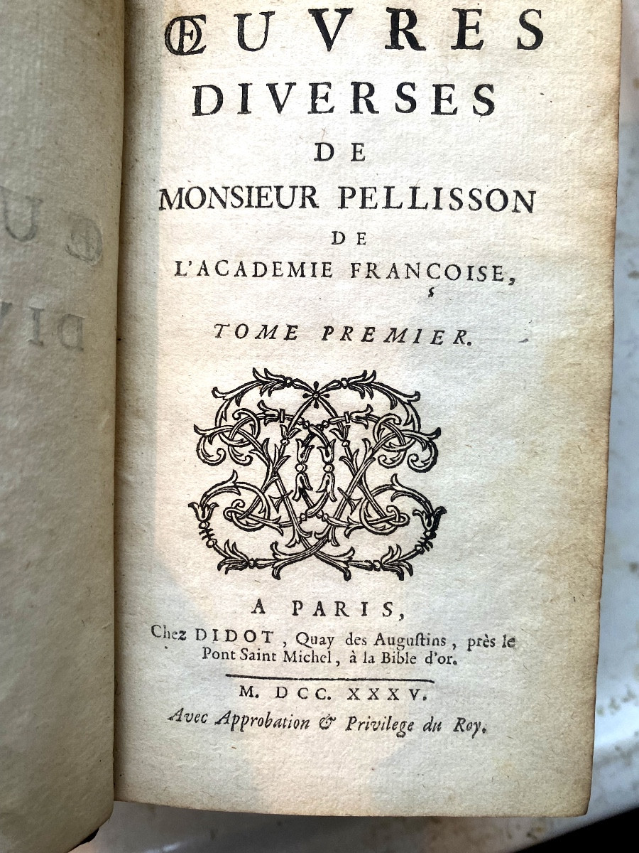 Complete In Three Volumes. In 12 "miscellaneous Works Of Monsieur Pellisson", From The Academy, Paris 1735-photo-3