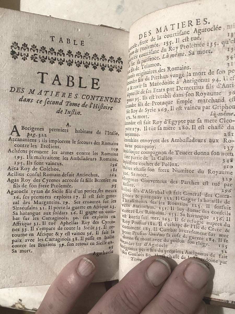 Histoire Universelle de Trogue Pompée réduite en Abrégé par Justin , traduction nouvelle 1697. -photo-6