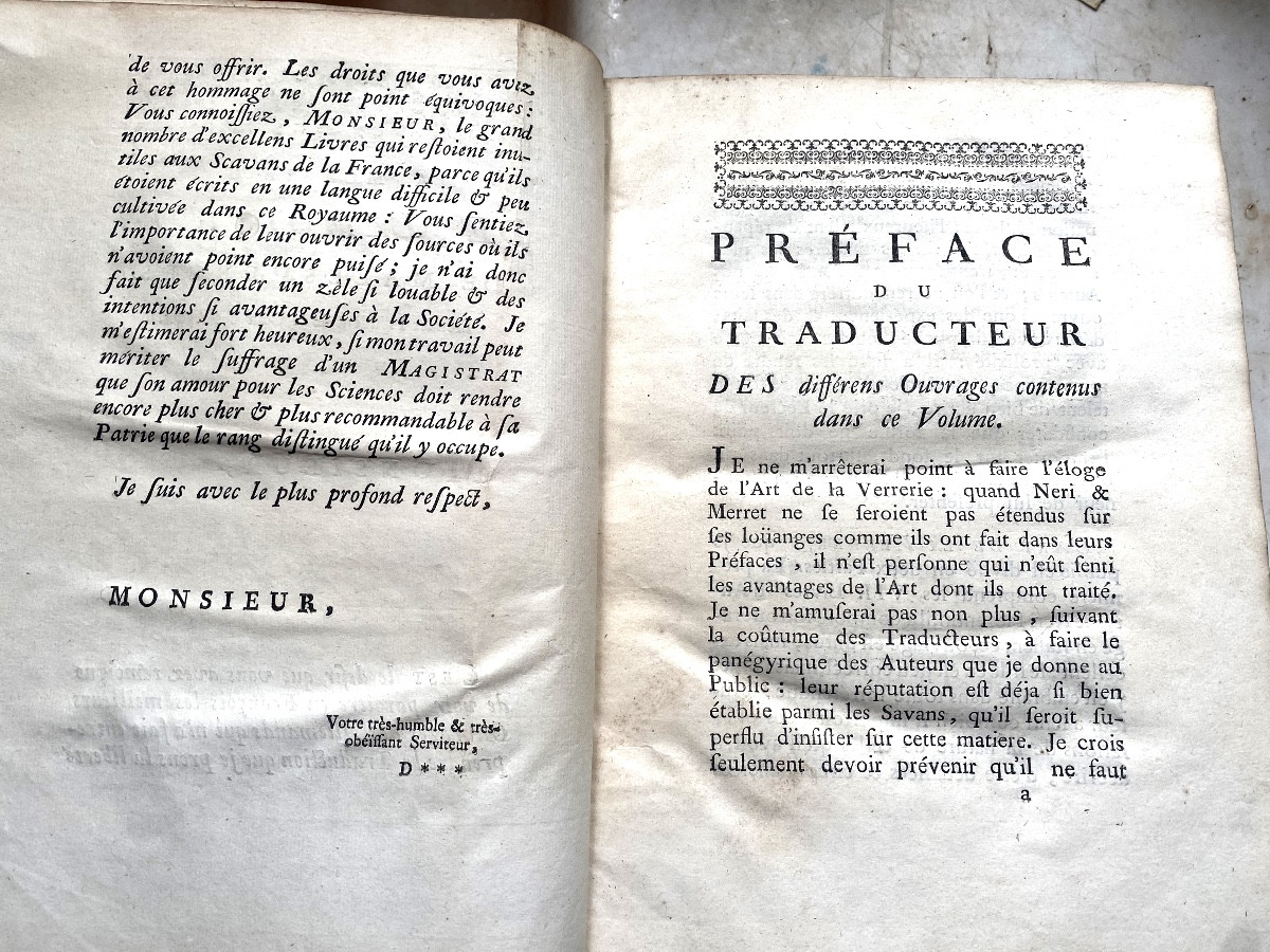 1 Strong Vol.in4: "art Of Glassmaking" Illustrated: By Neri, Merret And Kunckel. In Paris, 1752 -photo-1