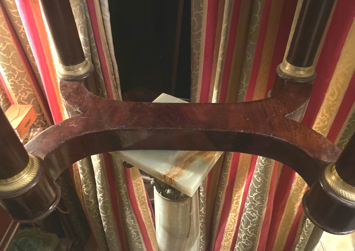 Meuble de salon tout  acajou Premier Empire, deux tiroirs en façade pieds colonnes à entretoise-photo-3