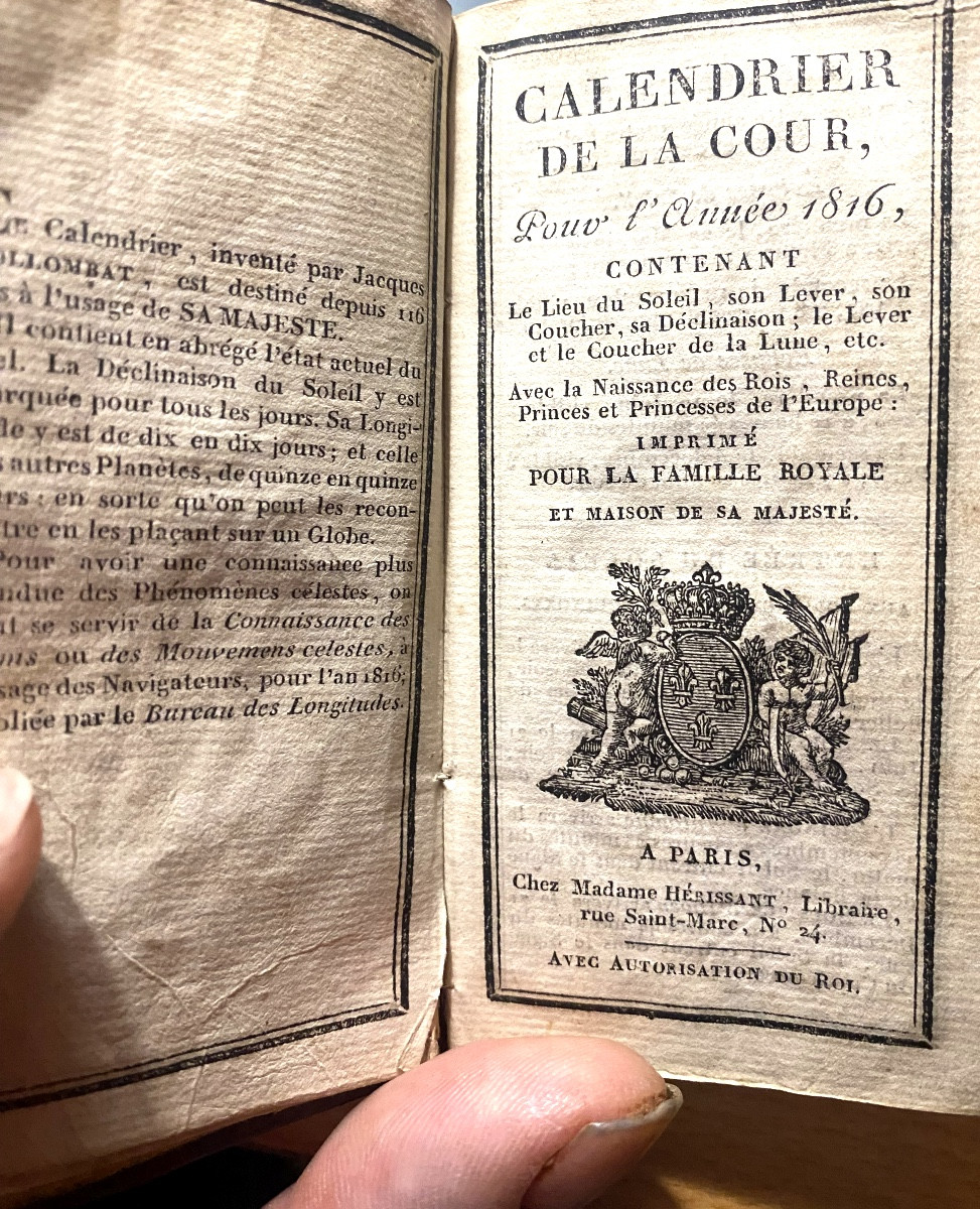 Precious Almanac Pocket Calendar 1816 With The Arms Of Charles X In Long Grain Red Morocco-photo-1