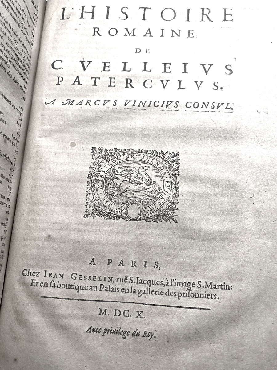 "the Works Of Cornelius Tacitus And Velleius Paterculus", I Vol. In 4 Of 1610 Rel. Vintage-photo-8