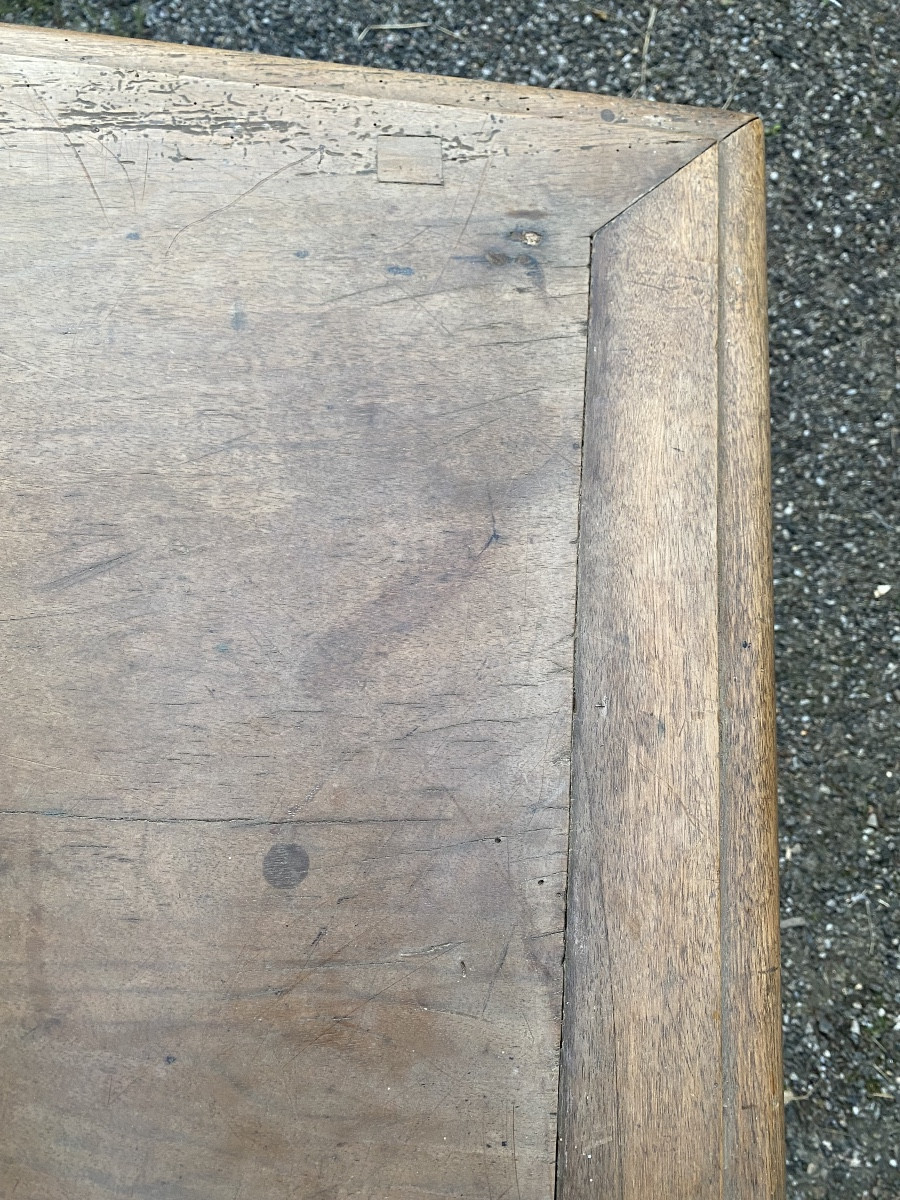 Louis XIII Period Table With Crossed Crossbars, Twisted Legs, Drawer On The Front, Light Walnut-photo-5