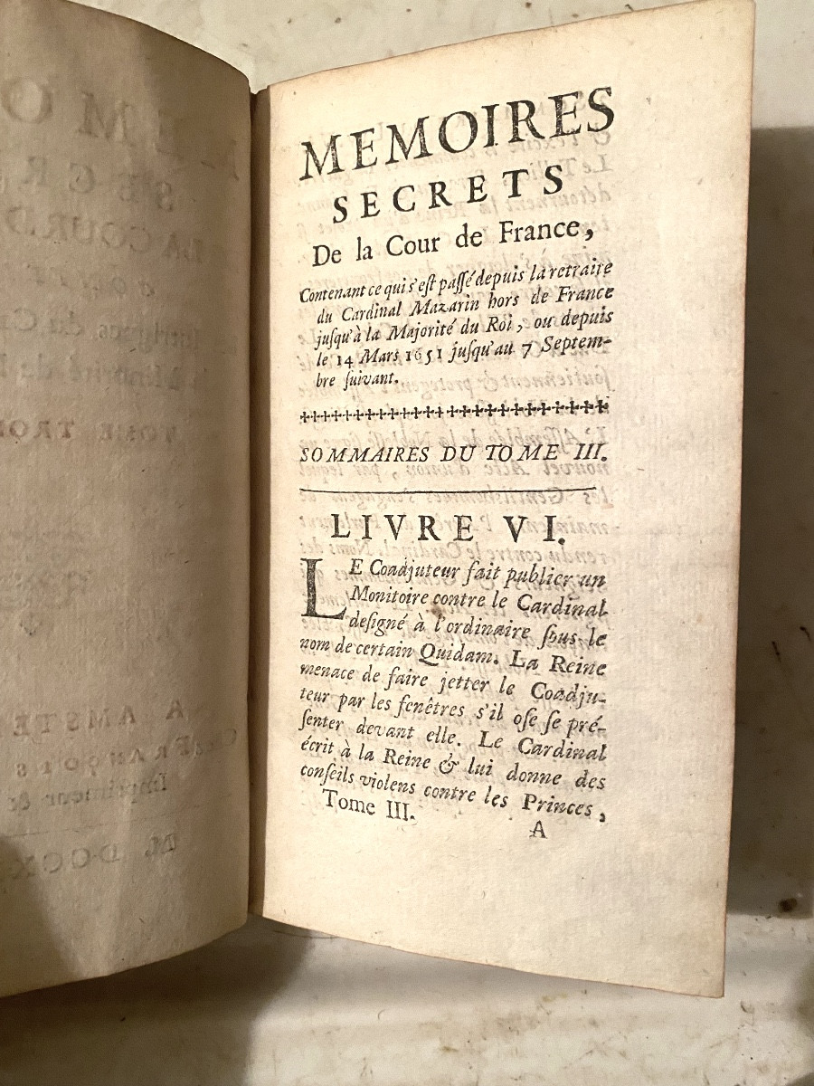 Armes du Prince de Vintimille 3 Vol. In 12" Mémoires Secrets de la Cour de France ",  Louis XIV-photo-6