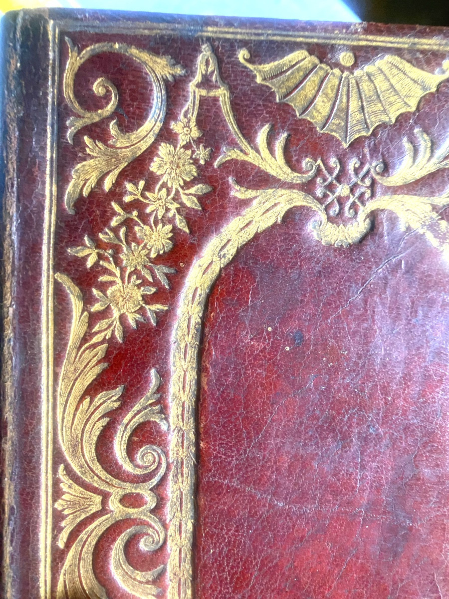 Livre boite à secrets  en maroquin rouge décoré de riches plaques de" Dubuisson" époque 18 ème-photo-2