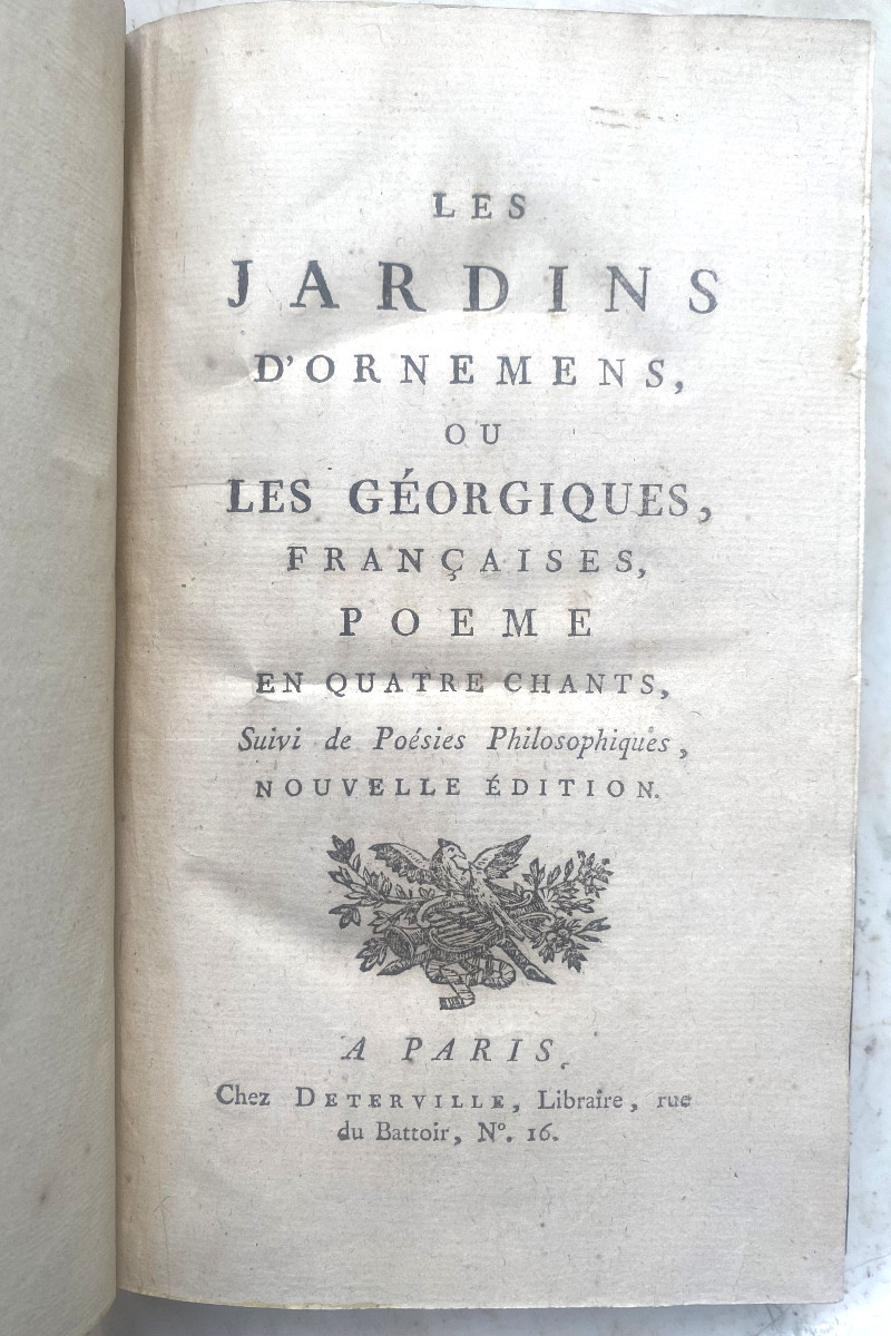  Rare Exp. de la bibliothèque aux Armes de Louis XVI en maroquin rouge "Les Jardins d'ornemens"-photo-3