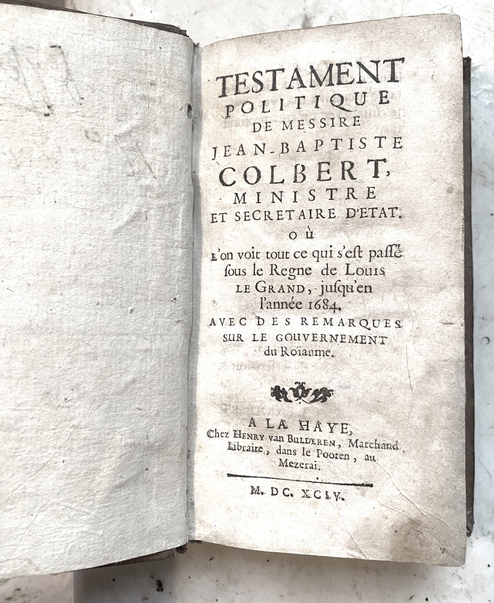 Testament Politique de Messire Jean-Baptiste Colbert Ministre et Secrétaire d'Etat la Haye 1694-photo-3