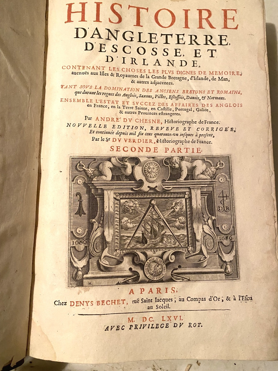 Histoire d'Angleterre d'Ecosse et d'Irlande, 2 Vol In-folio , par A Du Chesne & Du Verdier 1666-photo-5