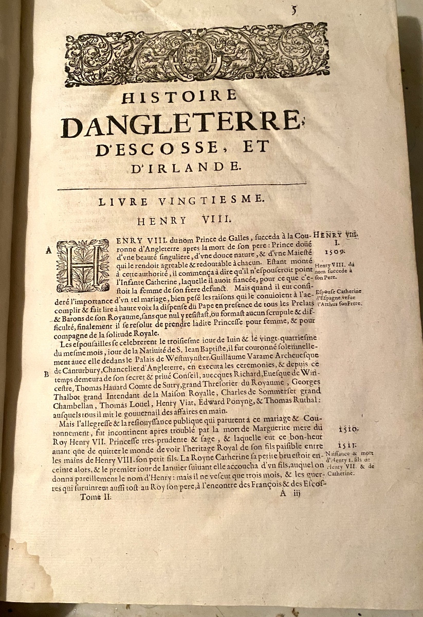 Histoire d'Angleterre d'Ecosse et d'Irlande, 2 Vol In-folio , par A Du Chesne & Du Verdier 1666-photo-8