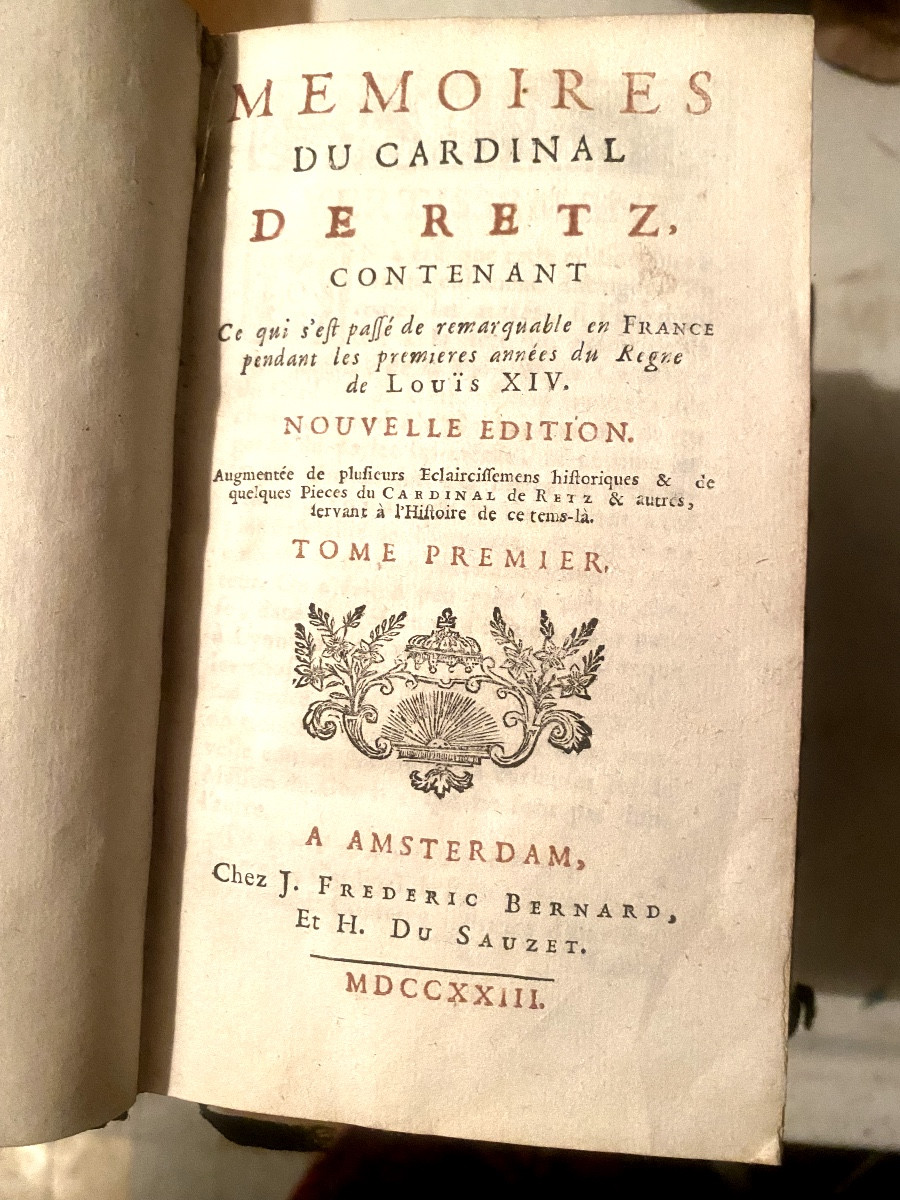 Mémoires du Cardinal de Retz ( Ce qui s'est .minorité de Louis XIV) 4 Vol. In 12 Amsterdam 1723-photo-3