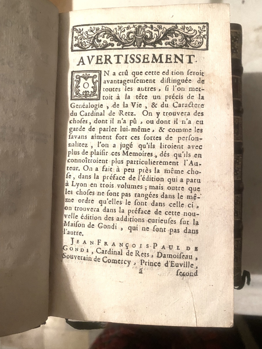 Mémoires du Cardinal de Retz ( Ce qui s'est .minorité de Louis XIV) 4 Vol. In 12 Amsterdam 1723-photo-2