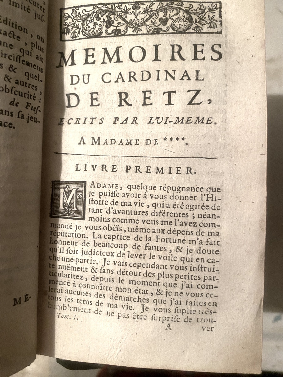 Mémoires du Cardinal de Retz ( Ce qui s'est .minorité de Louis XIV) 4 Vol. In 12 Amsterdam 1723-photo-3