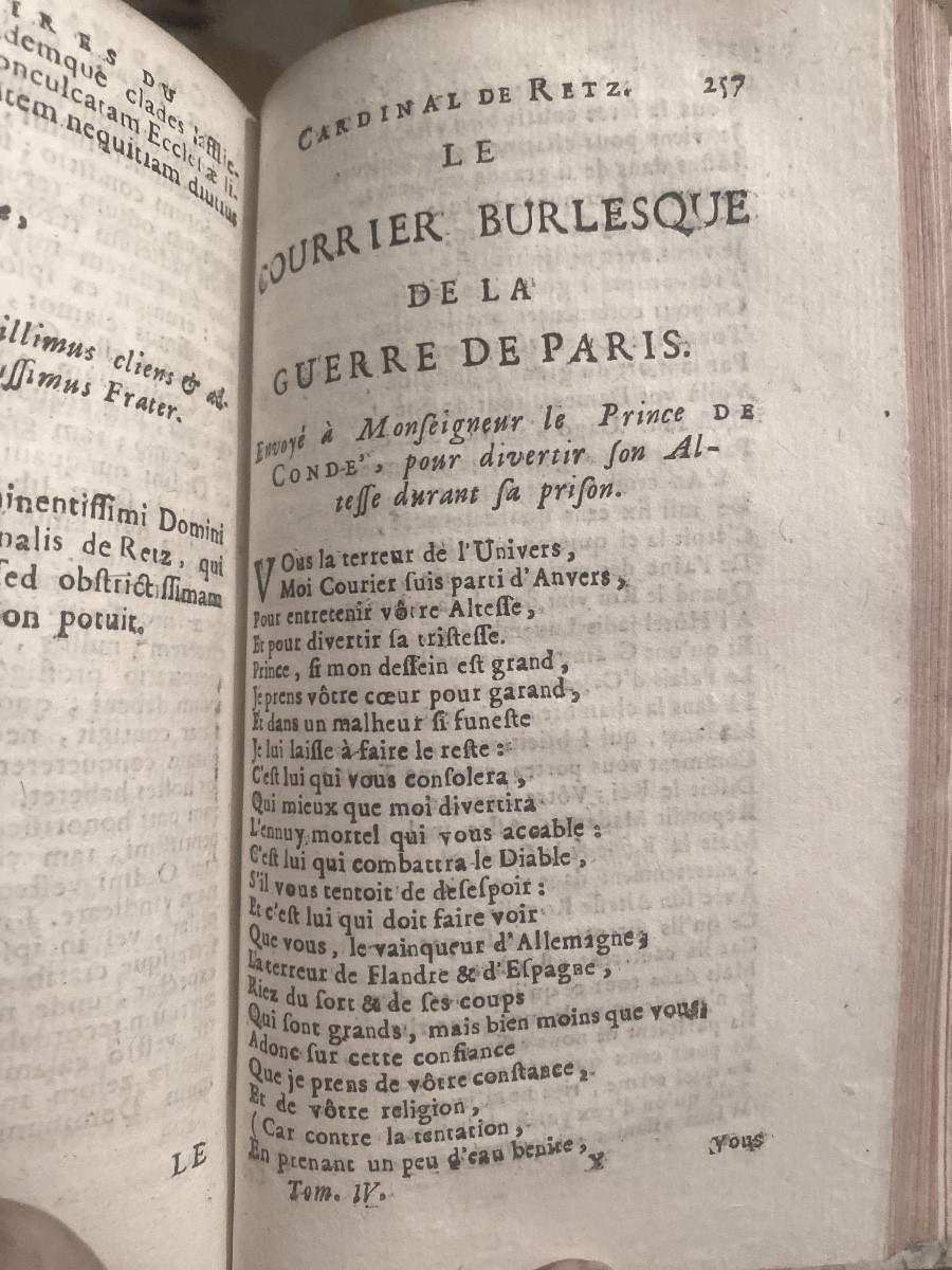 Mémoires du Cardinal de Retz ( Ce qui s'est .minorité de Louis XIV) 4 Vol. In 12 Amsterdam 1723-photo-6