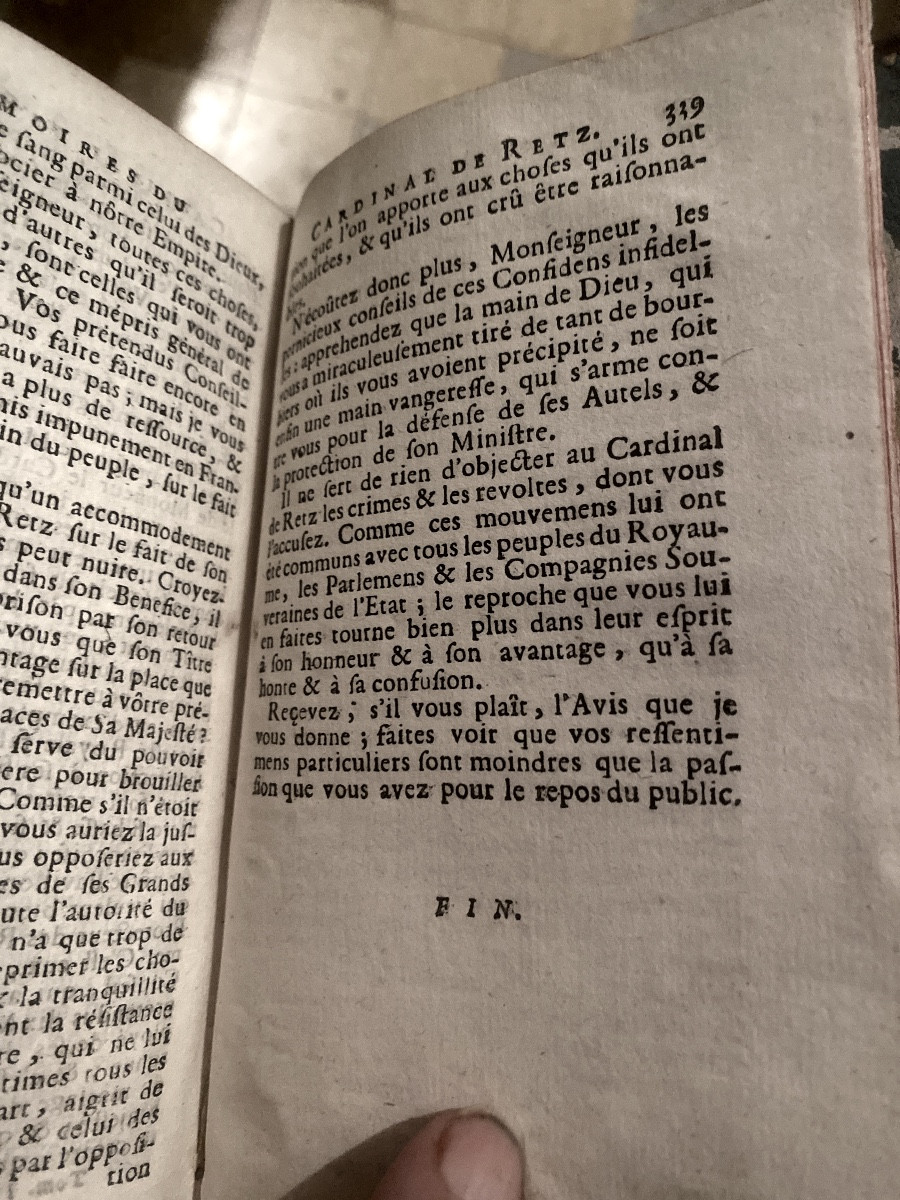 Mémoires du Cardinal de Retz ( Ce qui s'est .minorité de Louis XIV) 4 Vol. In 12 Amsterdam 1723-photo-8