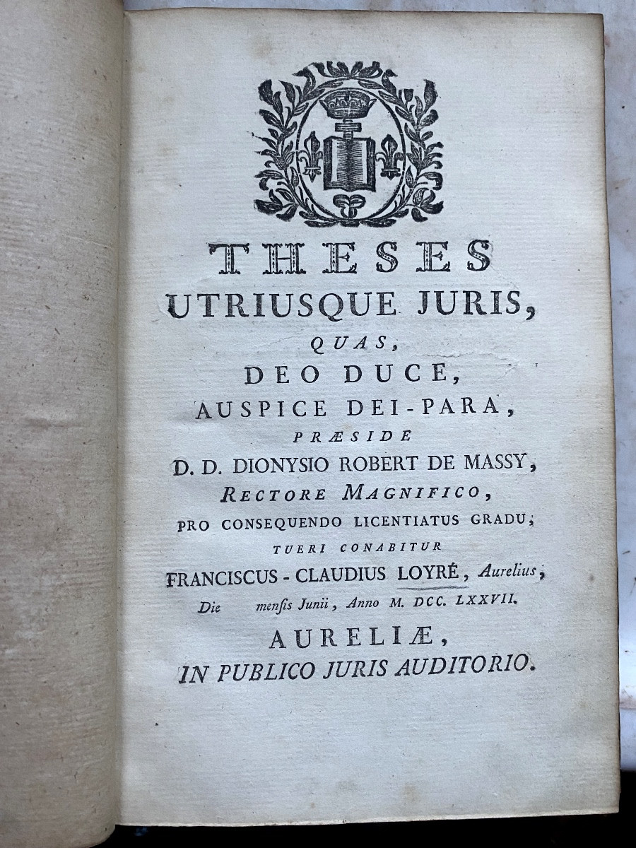 Grand In 8 , veau  aux Armes: R de Massy , 1777 , Thèse des deux Lois. - Thèses Utriusque Juris-photo-3