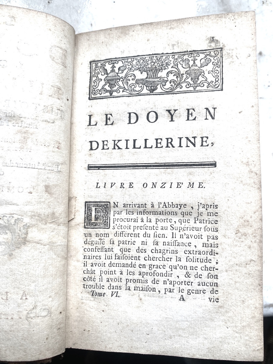 6 Vol.In 12 , dos a la grotesque de 1741 " Le Doyen de Killerine" par l'Abbé Prévost ,  la Haye-photo-8