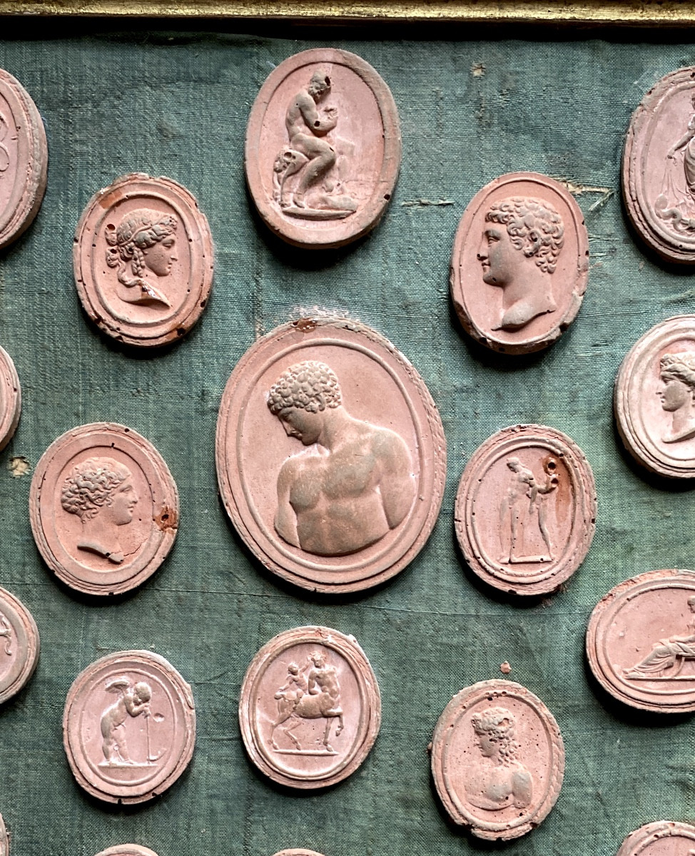 Rare Collection Of  Sevenframes Of "cameo Prints" In Terracotta, 19th Century "grand Tour"-photo-6