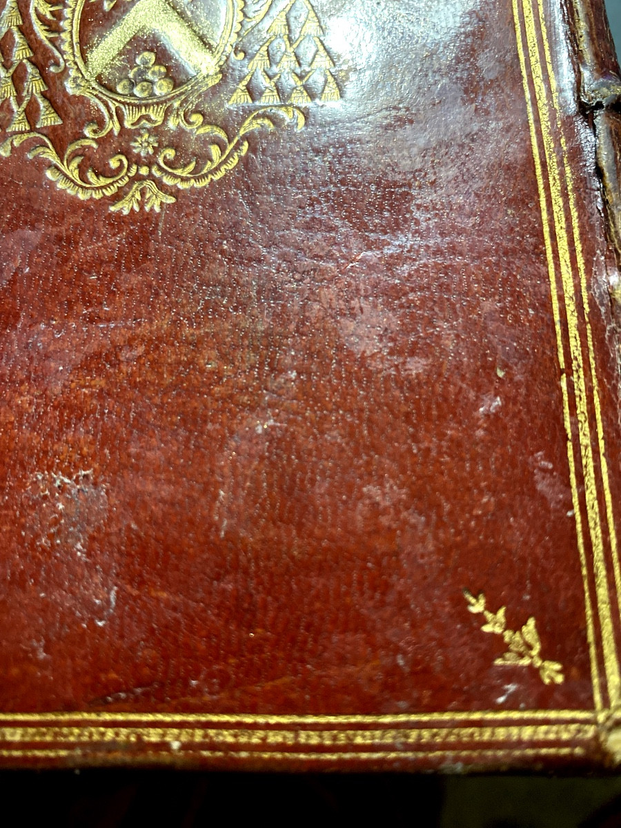 Rare Secret Box From The Reign Of Louis XV In Red Marocco , Covers Stamped On The Cardinal Arms-photo-3