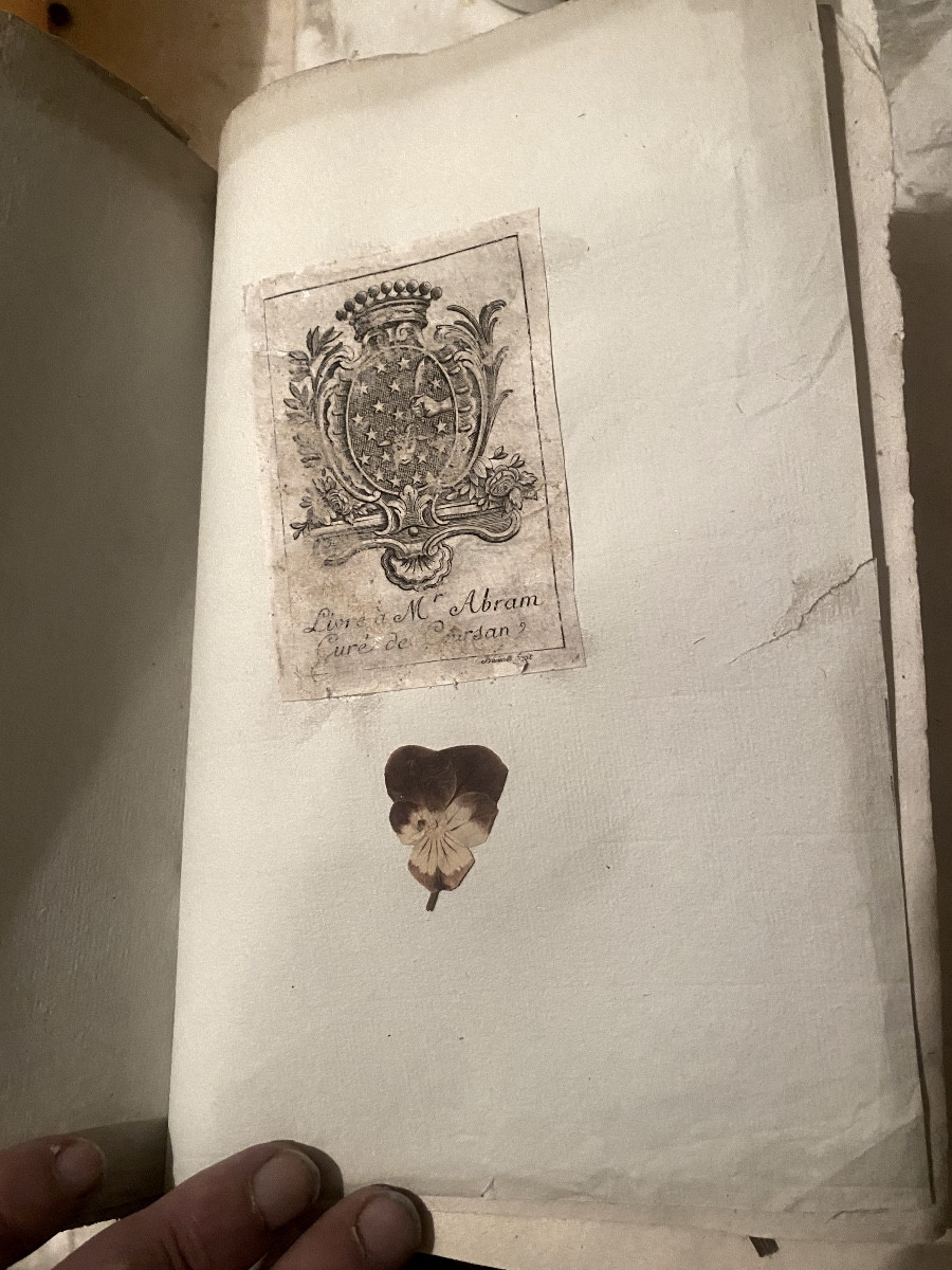 Délicat Herbier de 1774 reliure velin du Curé de Coursan avec divers plantes, sign de soie étiq-photo-4