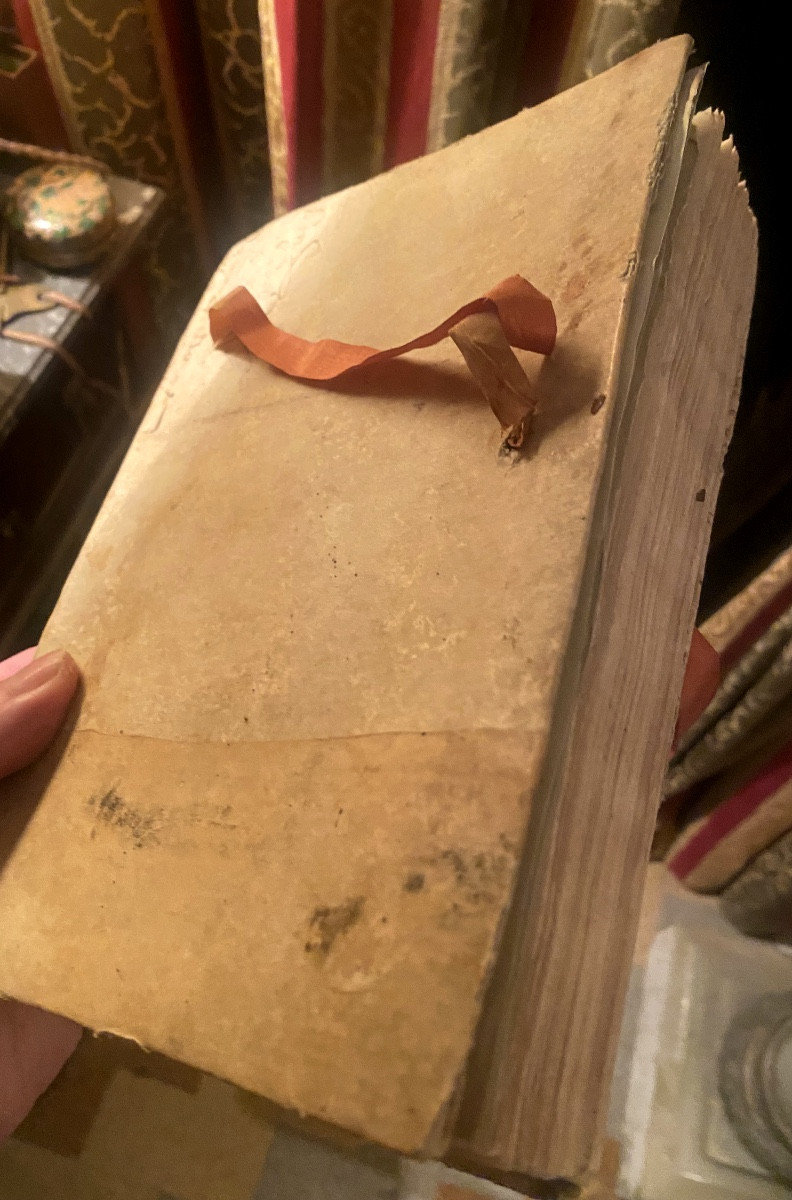 Délicat Herbier de 1774 reliure velin du Curé de Coursan avec divers plantes, sign de soie étiq