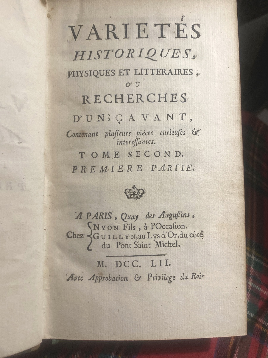  1752: Historical, Physical And Literary Varieties, Or Research Of A Scholar. 2 Vol. In 12.-photo-8