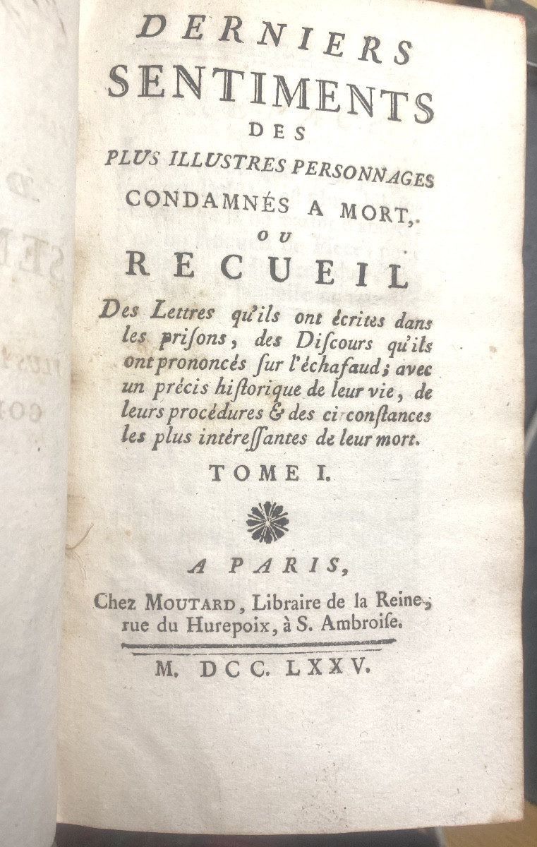 2 Vol.In12 "Derniers Sentiments des plus Illustres Personnages condamnées à mort". Paris Moutar-photo-3