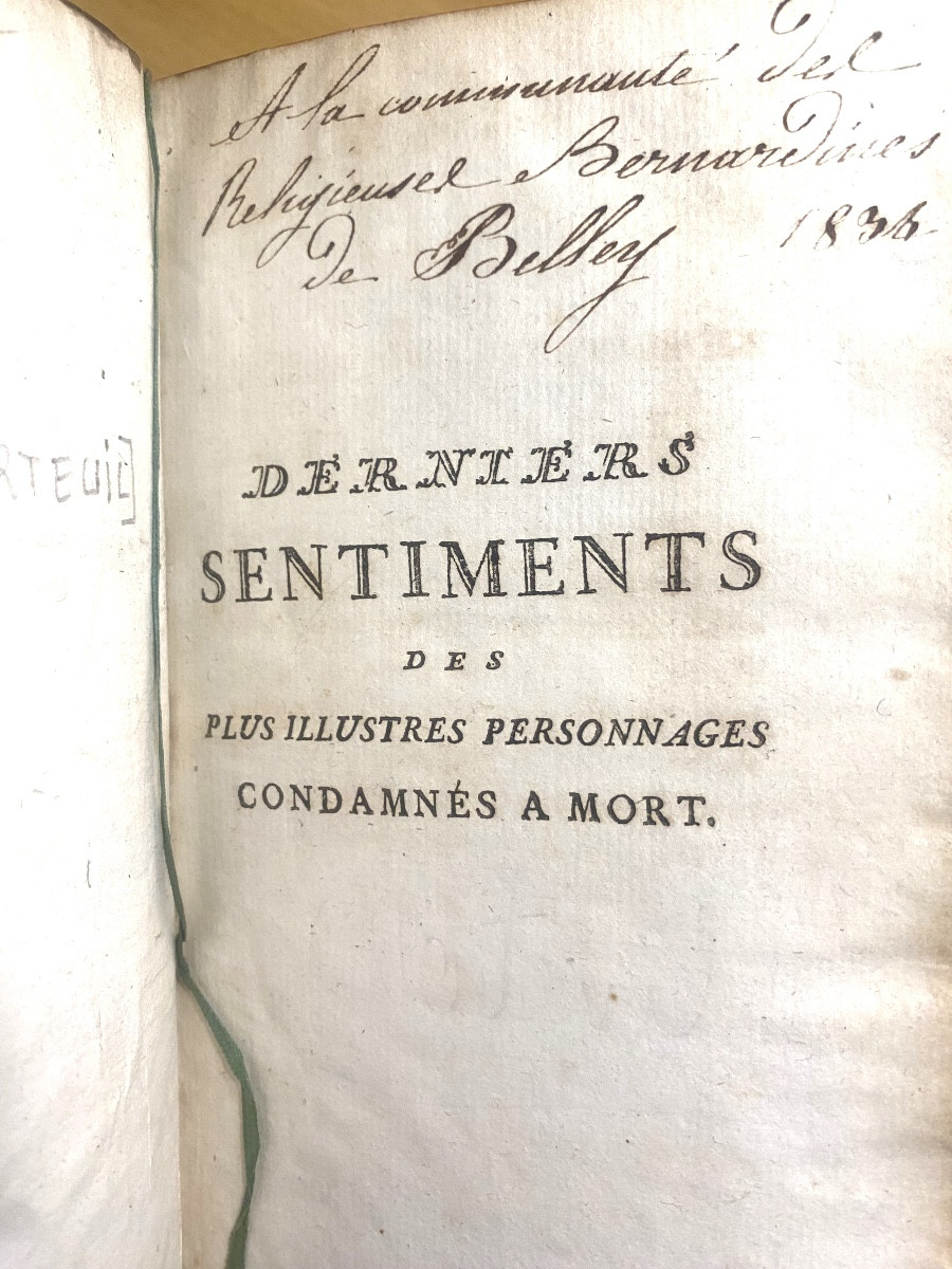 2 Vol.In12 "Derniers Sentiments des plus Illustres Personnages condamnées à mort". Paris Moutar-photo-1