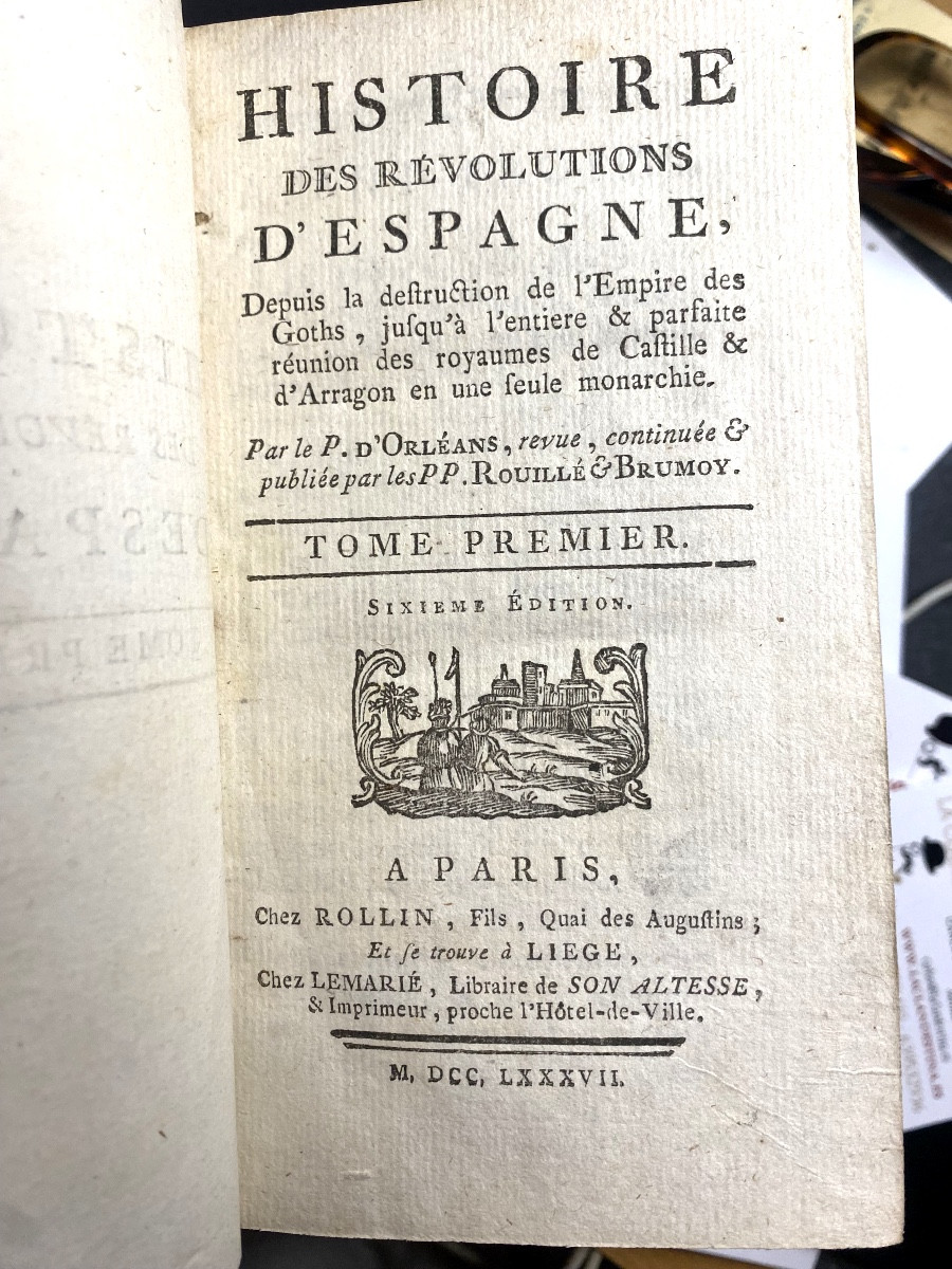 3 beaux volumes In12 :" Histoire des Révolutions d'Espagne", par le Père d'Orléans . Paris 1787-photo-3