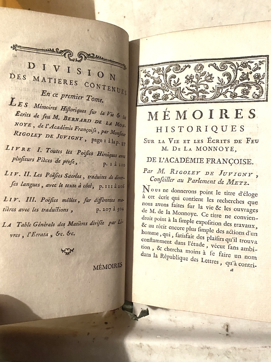 3 Vol In 8. "Oeuvres Choisies de feu Monsieur De La Monnoye" de l'Académie Française. à La Haye-photo-5