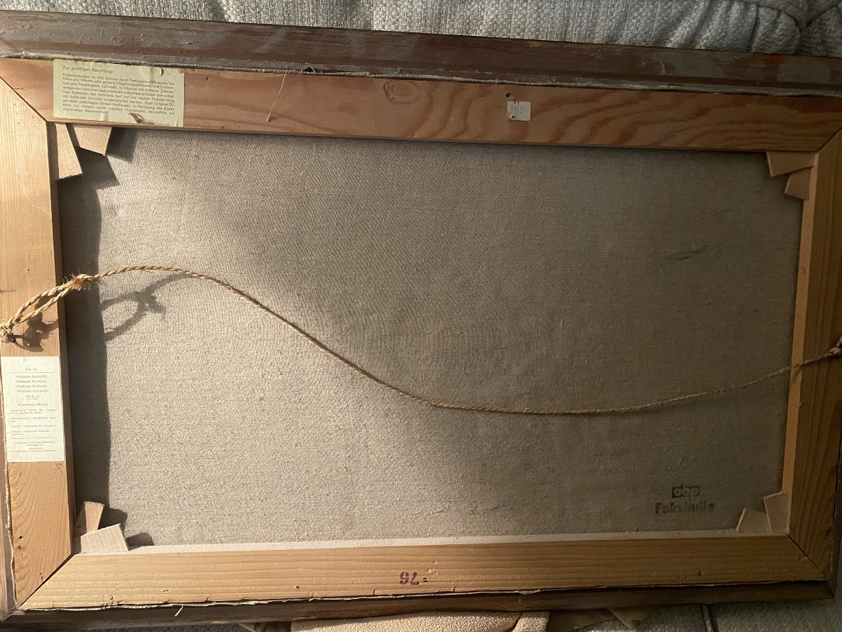 Grand facsimilé; toile représentant "Madame Butterfly" de Komaromi (Kacz) Hongrois München 47 .-photo-1