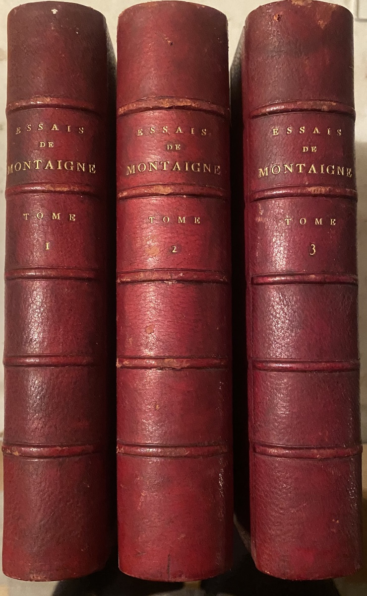 "the Essays Of Michel Seigneur De Montaigne" New Edition, Amsterdam 1781 3 Vol In 8 Rel. -photo-3