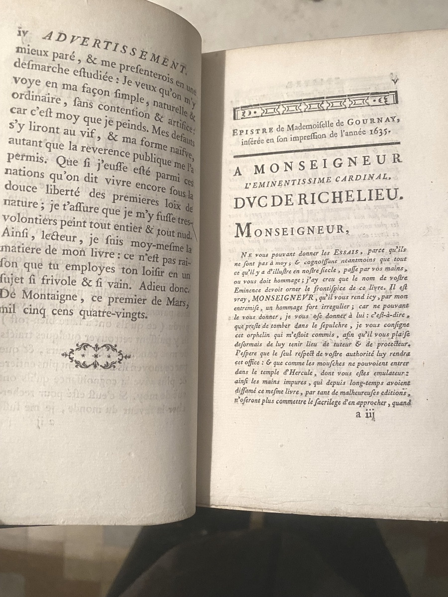"the Essays Of Michel Seigneur De Montaigne" New Edition, Amsterdam 1781 3 Vol In 8 Rel. -photo-2