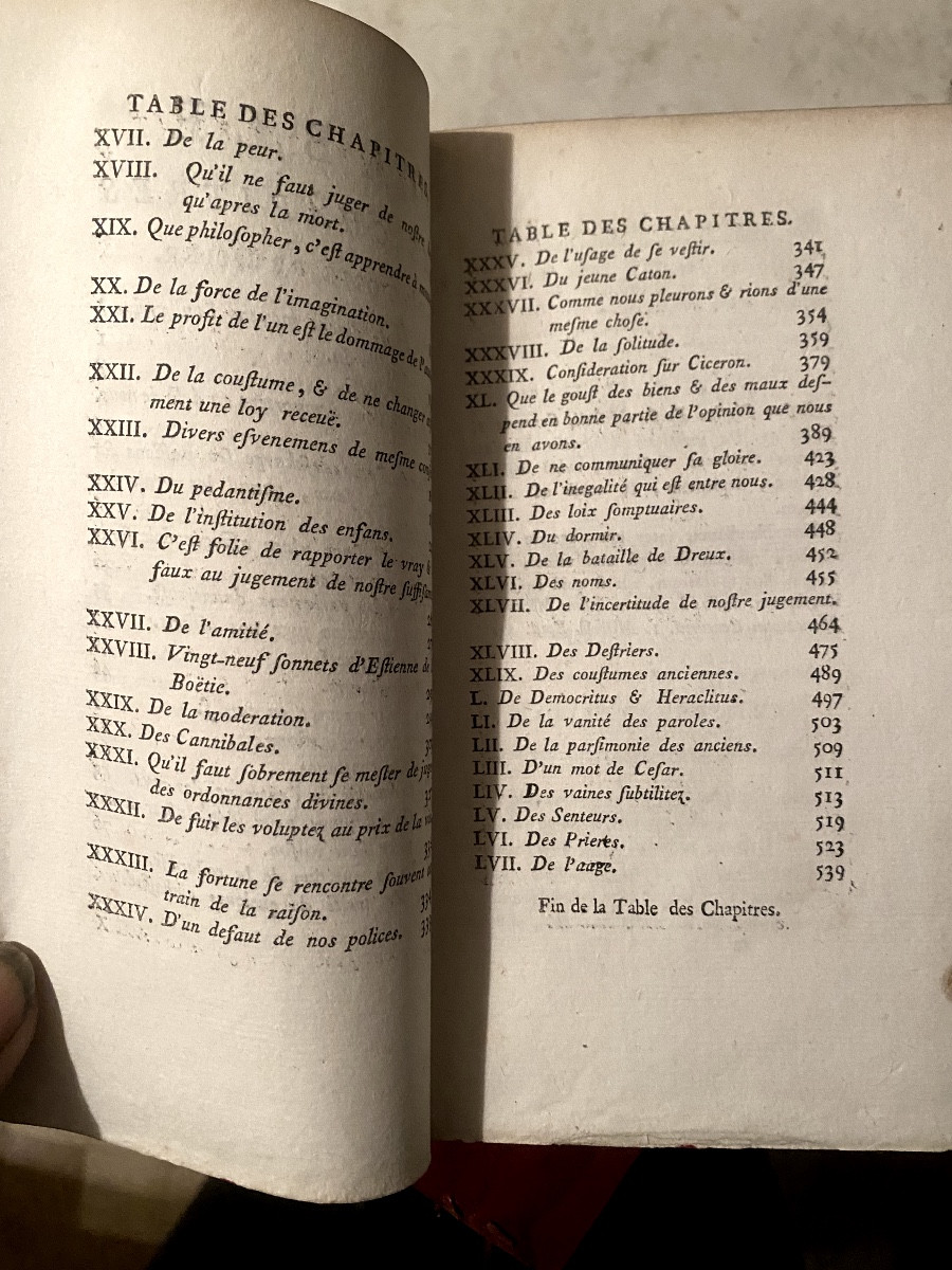 "the Essays Of Michel Seigneur De Montaigne" New Edition, Amsterdam 1781 3 Vol In 8 Rel. -photo-5