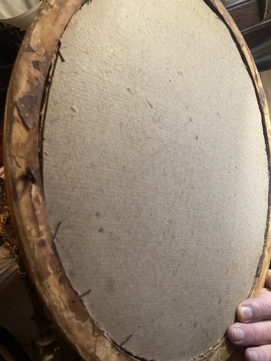 Portrait  lithographique ovale XIXème, dans son cadre perlé bois doré du jeune" Arthur Rimbaud"-photo-2