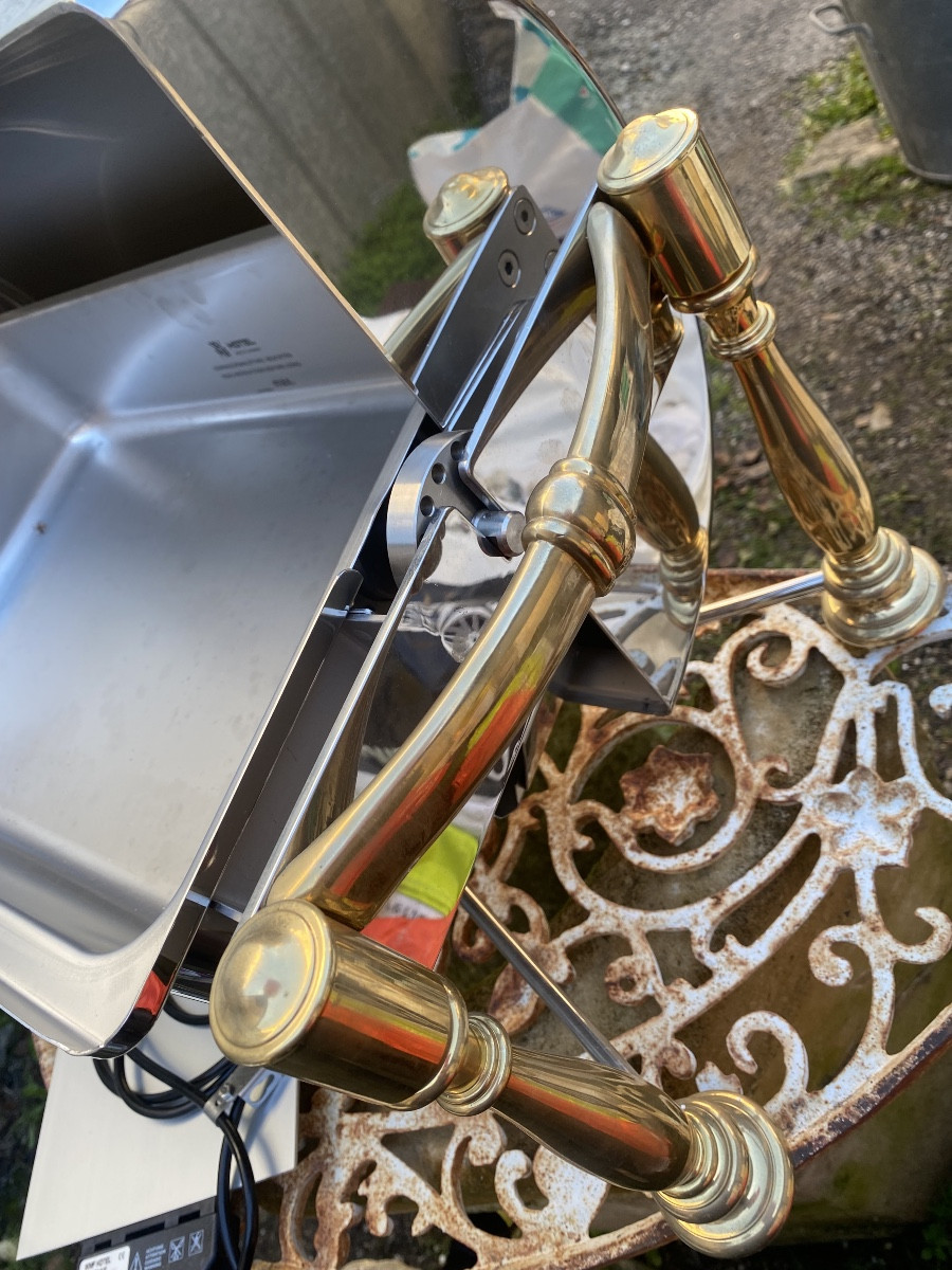  Large Cylindrical Hot Food Serving Dish From A Hotel, Made Of Stainless Steel And Gilt Bronze, From The 1990s-photo-4