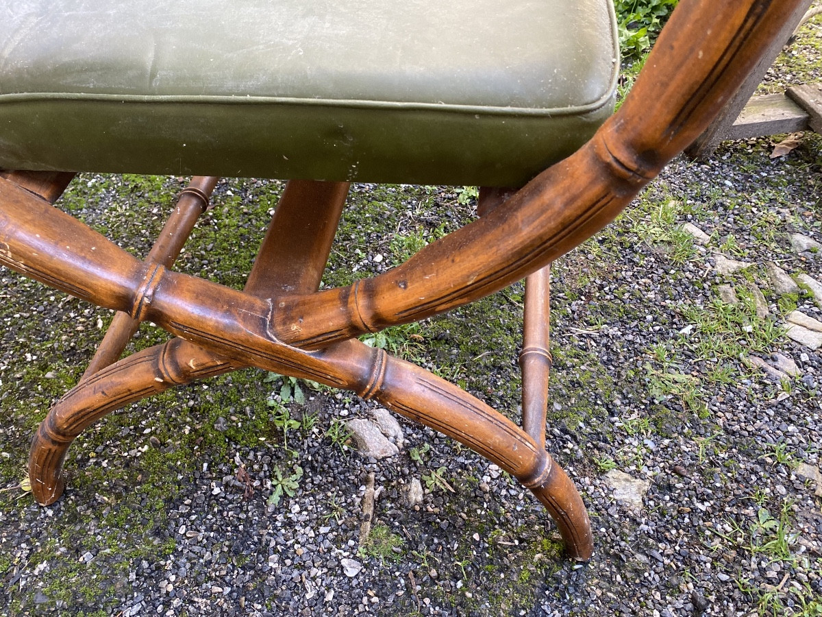 Rare And Beautiful Officer's Armchair In Caned Beechwood And "bamboo" Bronze, Made By Jansen, Circa 1970s-photo-5