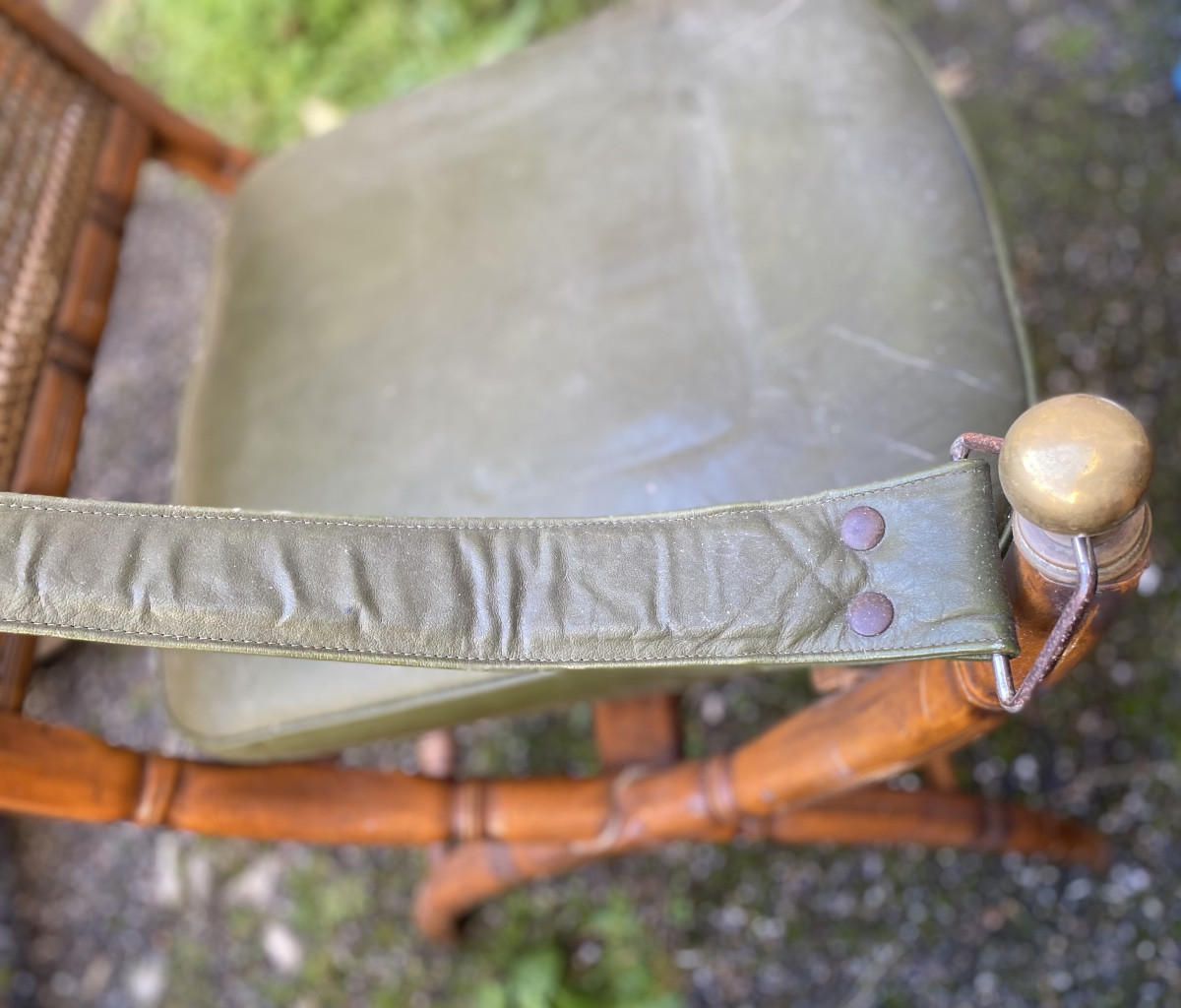 Rare And Beautiful Officer's Armchair In Caned Beechwood And "bamboo" Bronze, Made By Jansen, Circa 1970s-photo-6