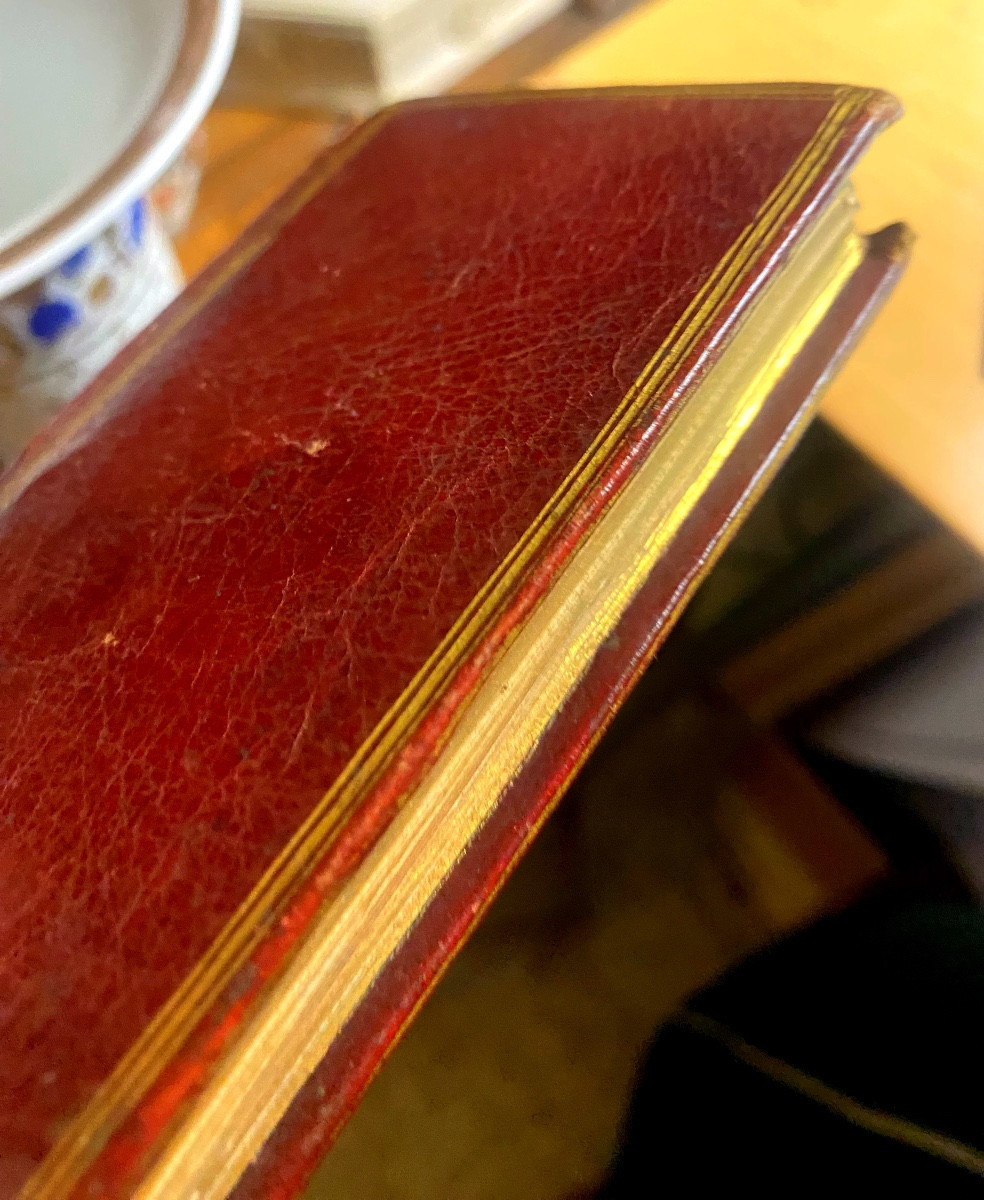 Cinq volumes en maroquin rouge  2/3 Milton et Montesquieu 3/4 forma miniature Genève Cazin 1777-photo-4
