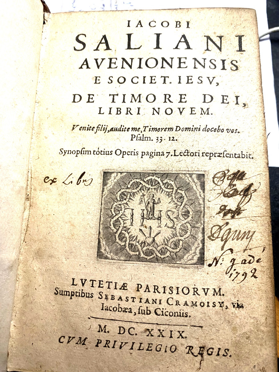 Binding With Fleur De Lys And Malthe Cross "de Timore Dei" - Jacques Salian-paris 1629-photo-3