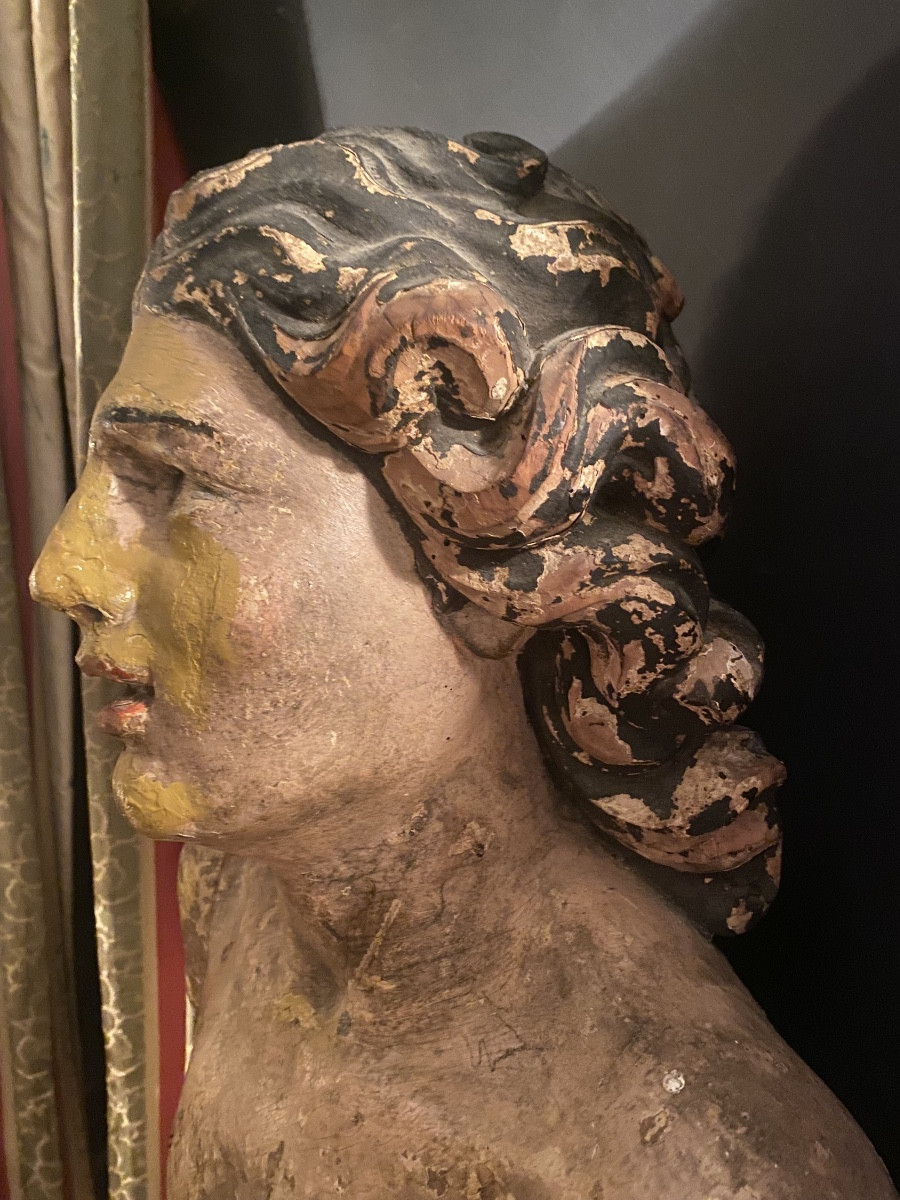 Important Head Of Saint-sébastian In Linden Polychrome Sculpted Louis XIV-photo-4