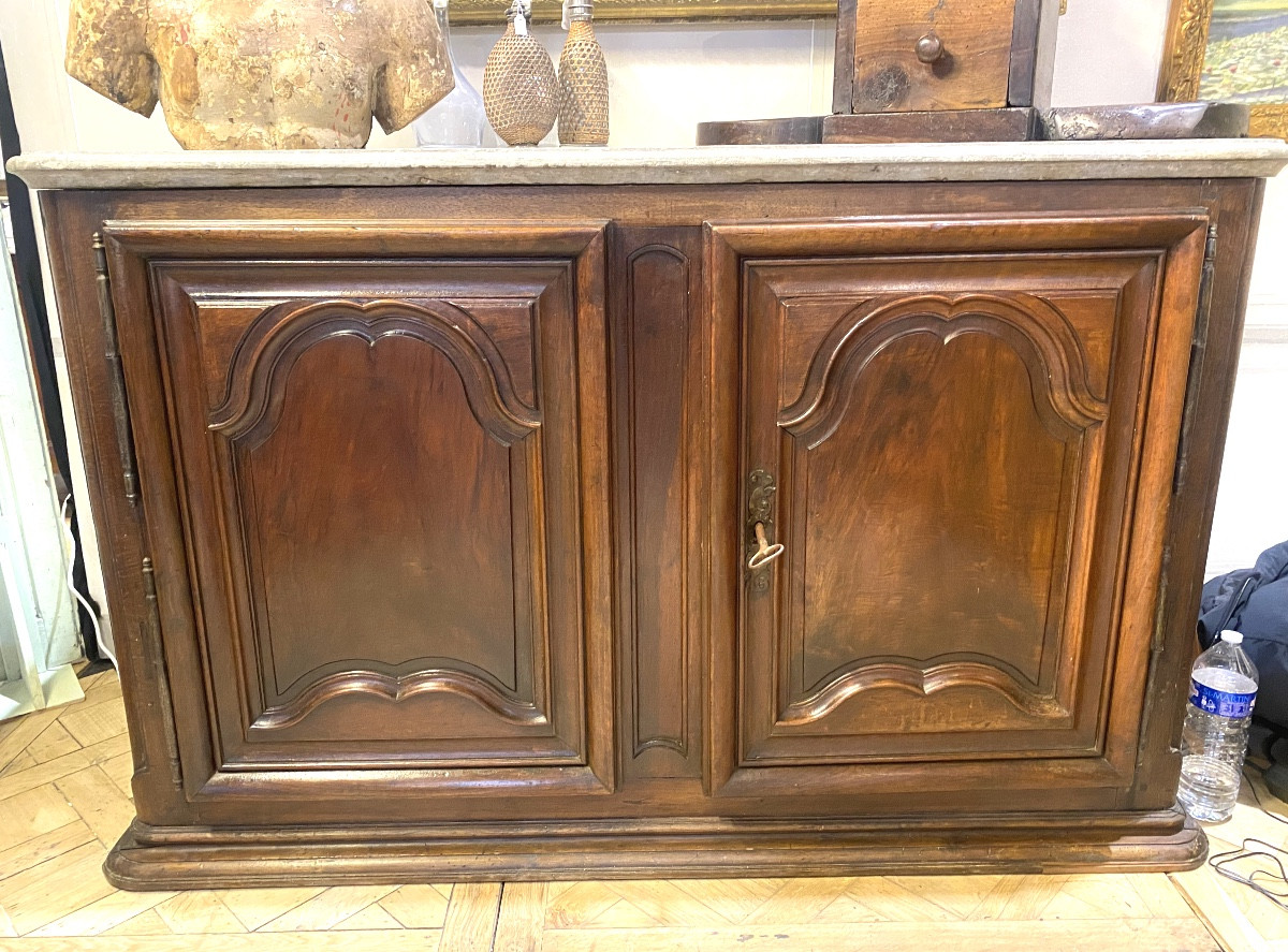 Rare Louis XIV Walnut Hunting Buffet From Lyon On A Saint-julien Stone Plinth And Top 17