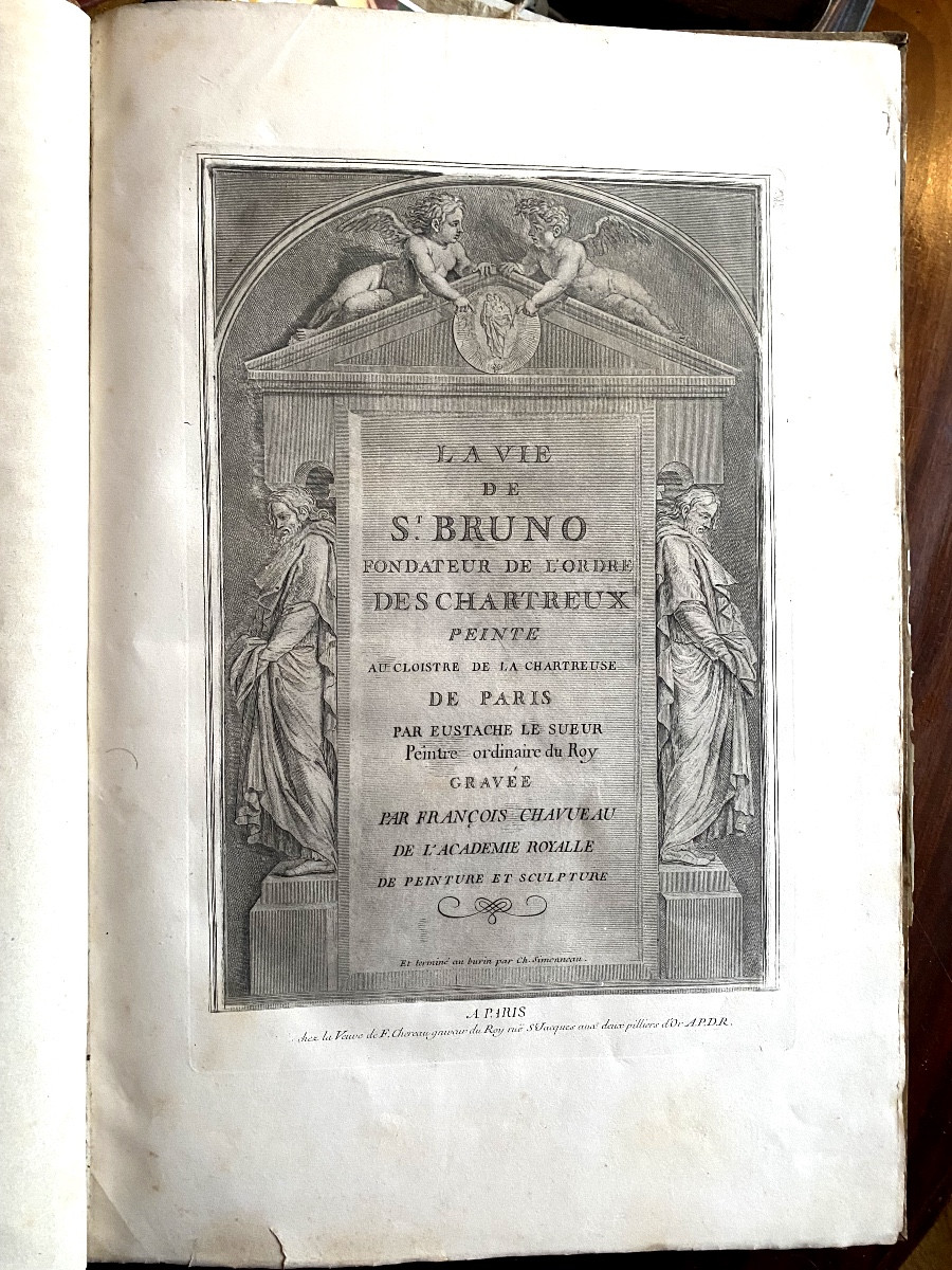  Engraved Artwork After Eustache Le Sueur: "the Life Of St. Bruno" Folio By Chavuau, 18th Century-photo-2